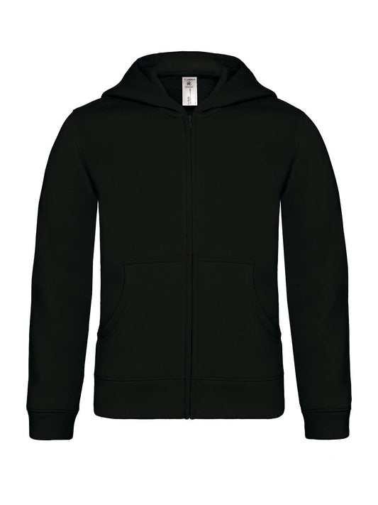 Hooded Full Zip Kinder Sweatshirt / Hoodie – B&C – Farbe Schwarz – individuell veredelbar