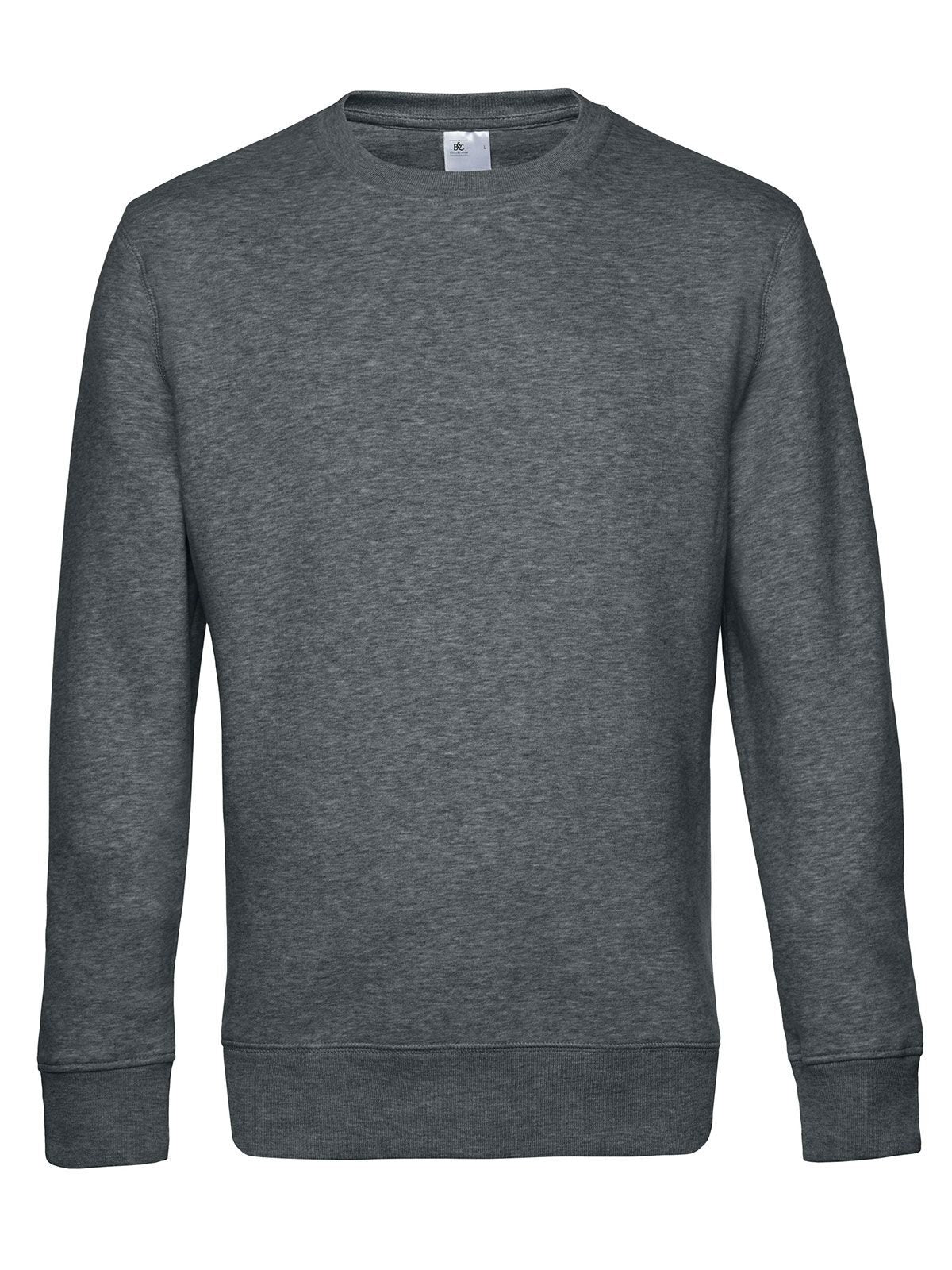 KING Crew Neck Herren Sweatshirt / Hoodie – B&C – Farbe heather mid grey – individuell veredelbar