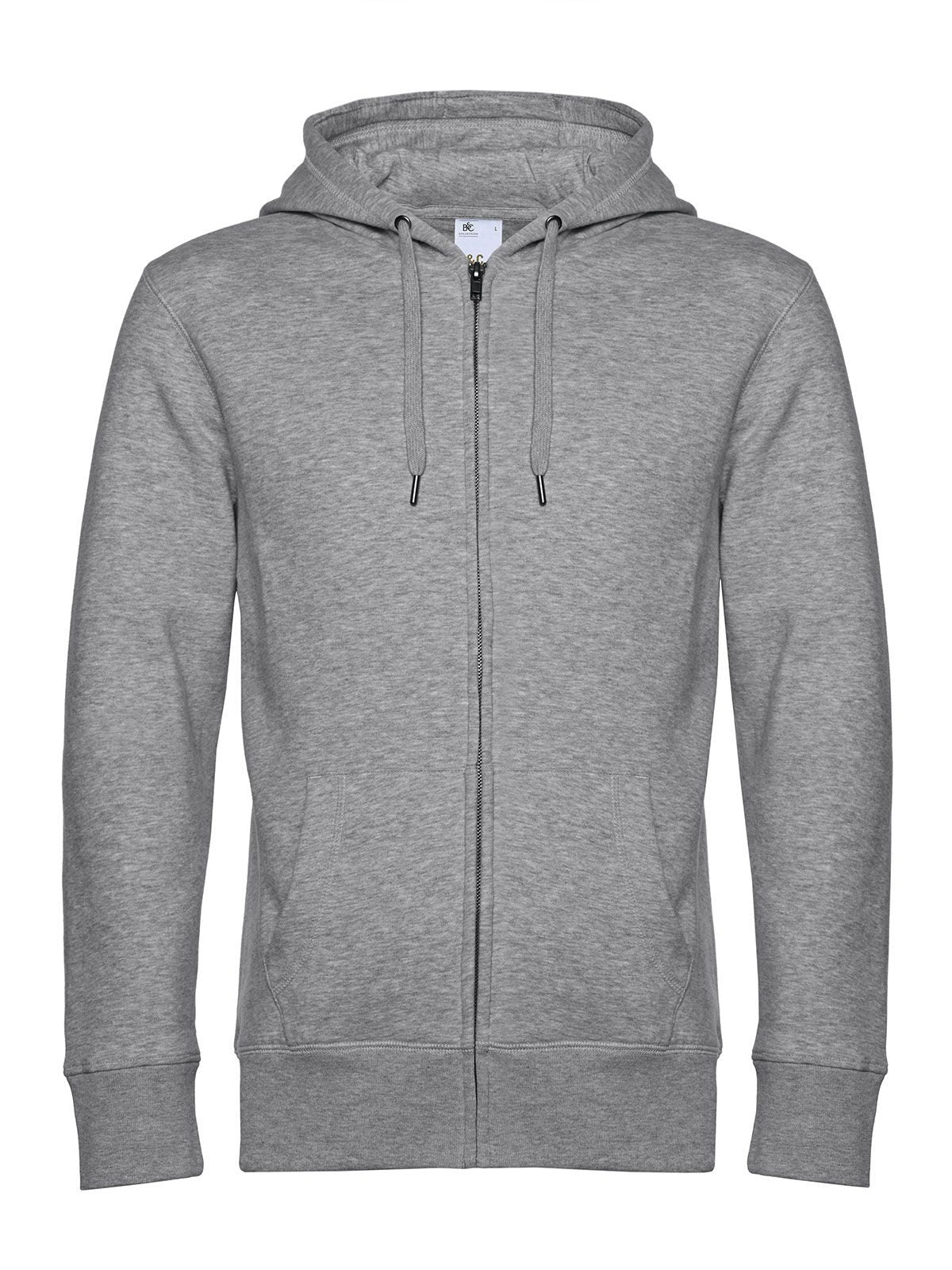 KING Zipped Hood Herren Sweatshirt / Hoodie – B&C – Farbe heather grey – individuell veredelbar