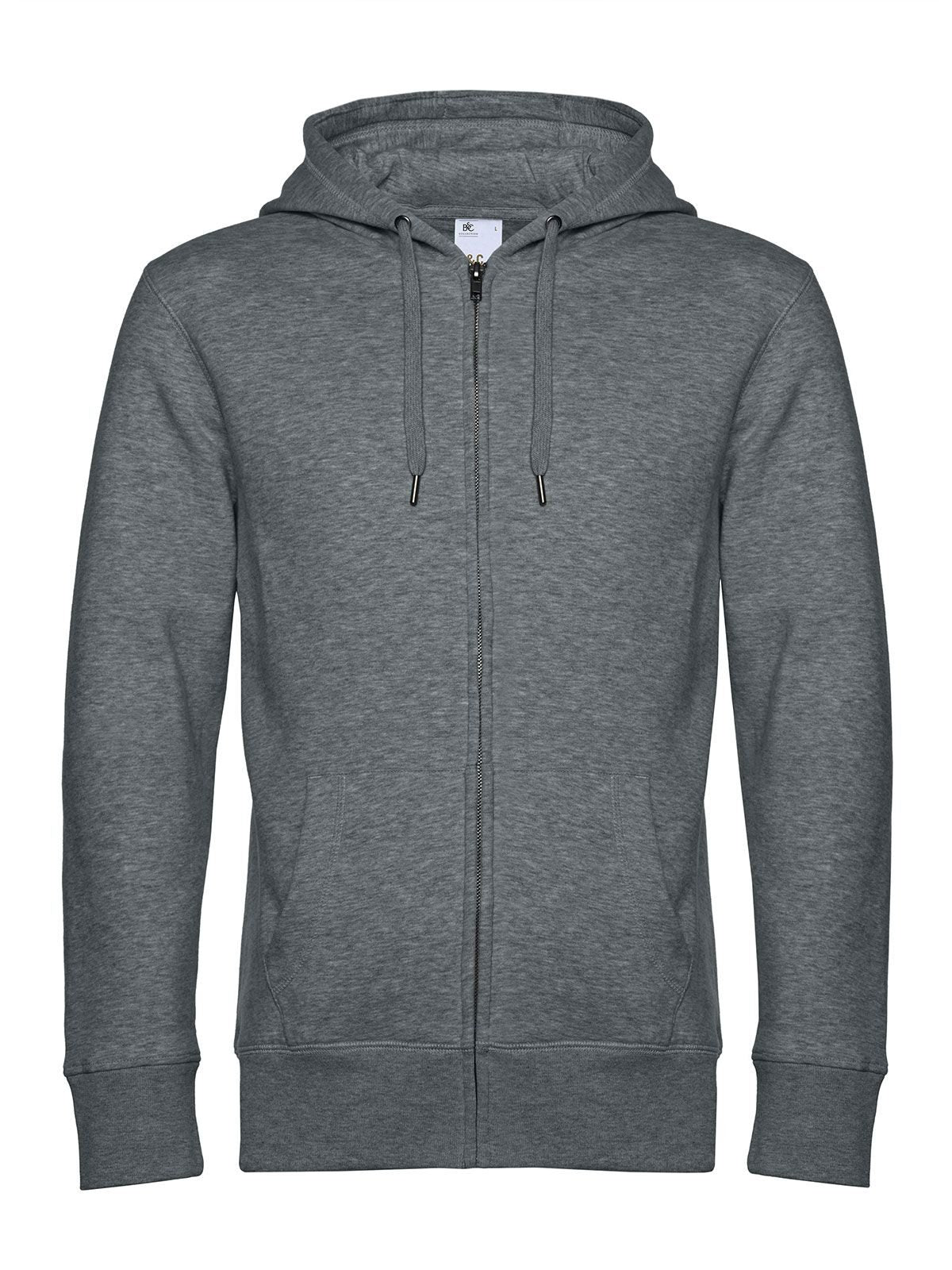 KING Zipped Hood Herren Sweatshirt / Hoodie – B&C – Farbe heather mid grey – individuell veredelbar