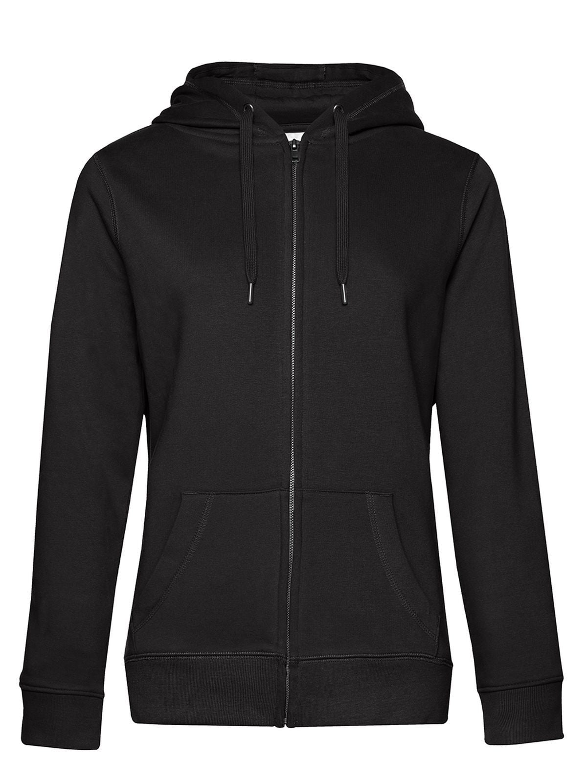 QUEEN Zipped Hood Damen Sweatshirt / Hoodie – B&C – Farbe black pure – individuell veredelbar