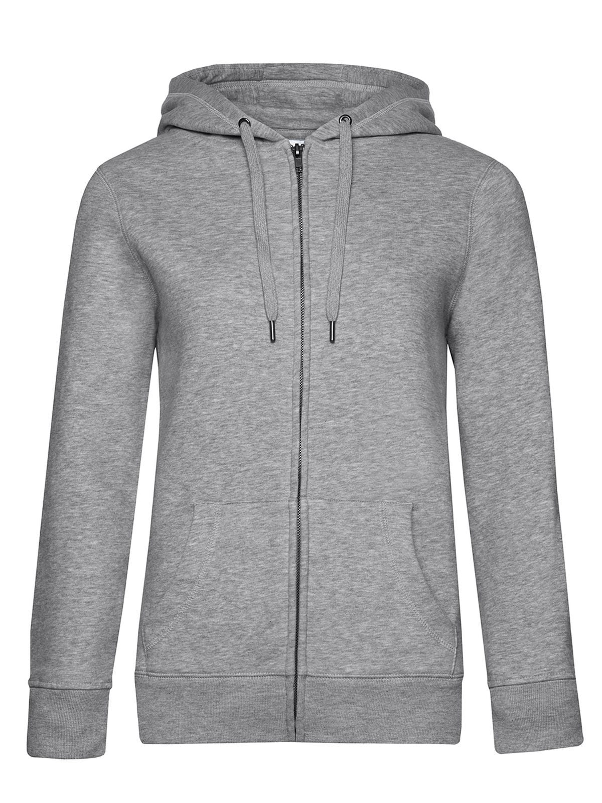 QUEEN Zipped Hood Damen Sweatshirt / Hoodie – B&C – Farbe heather grey – individuell veredelbar