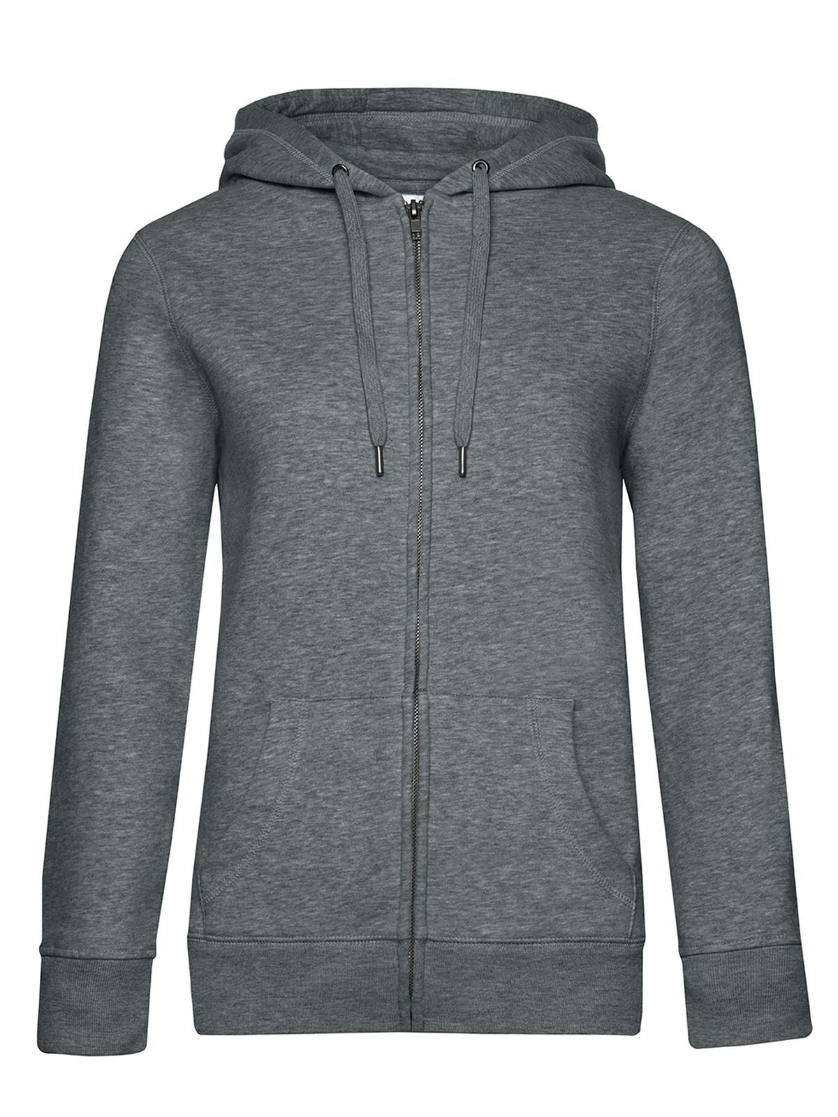 QUEEN Zipped Hood Damen Sweatshirt / Hoodie – B&C – Farbe heather mid grey – individuell veredelbar