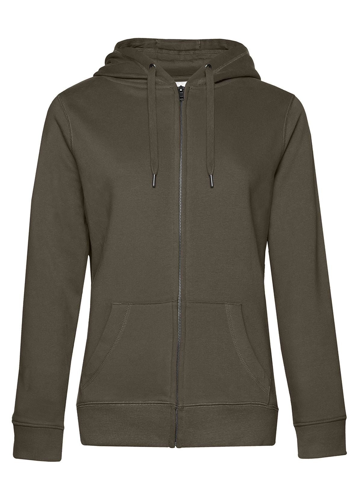 QUEEN Zipped Hood Damen Sweatshirt / Hoodie – B&C – Farbe Khaki – individuell veredelbar