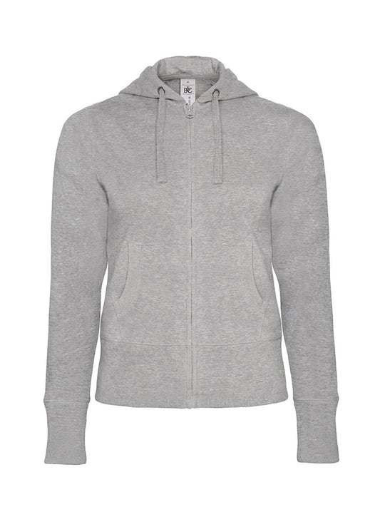 Hooded Full Zip Damen Sweatshirt / Hoodie – B&C – Farbe heather grey – individuell veredelbar