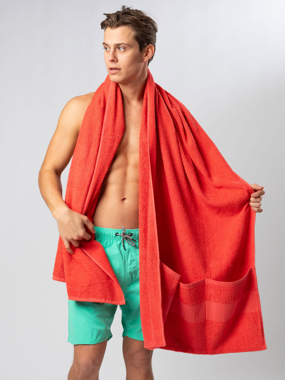 Sun Chair Towel Herren Handtuch – Bear Dream – Farbe Hellgrau – individuell veredelbar
