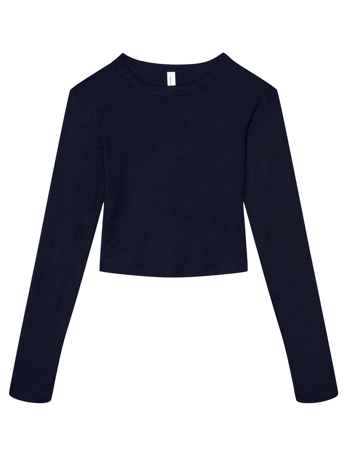 Women’s Micro Rib Long Sleeve Baby Tee Damen T-Shirt – Bella+Canvas – Farbe Solid Navy Blend – individuell veredelbar