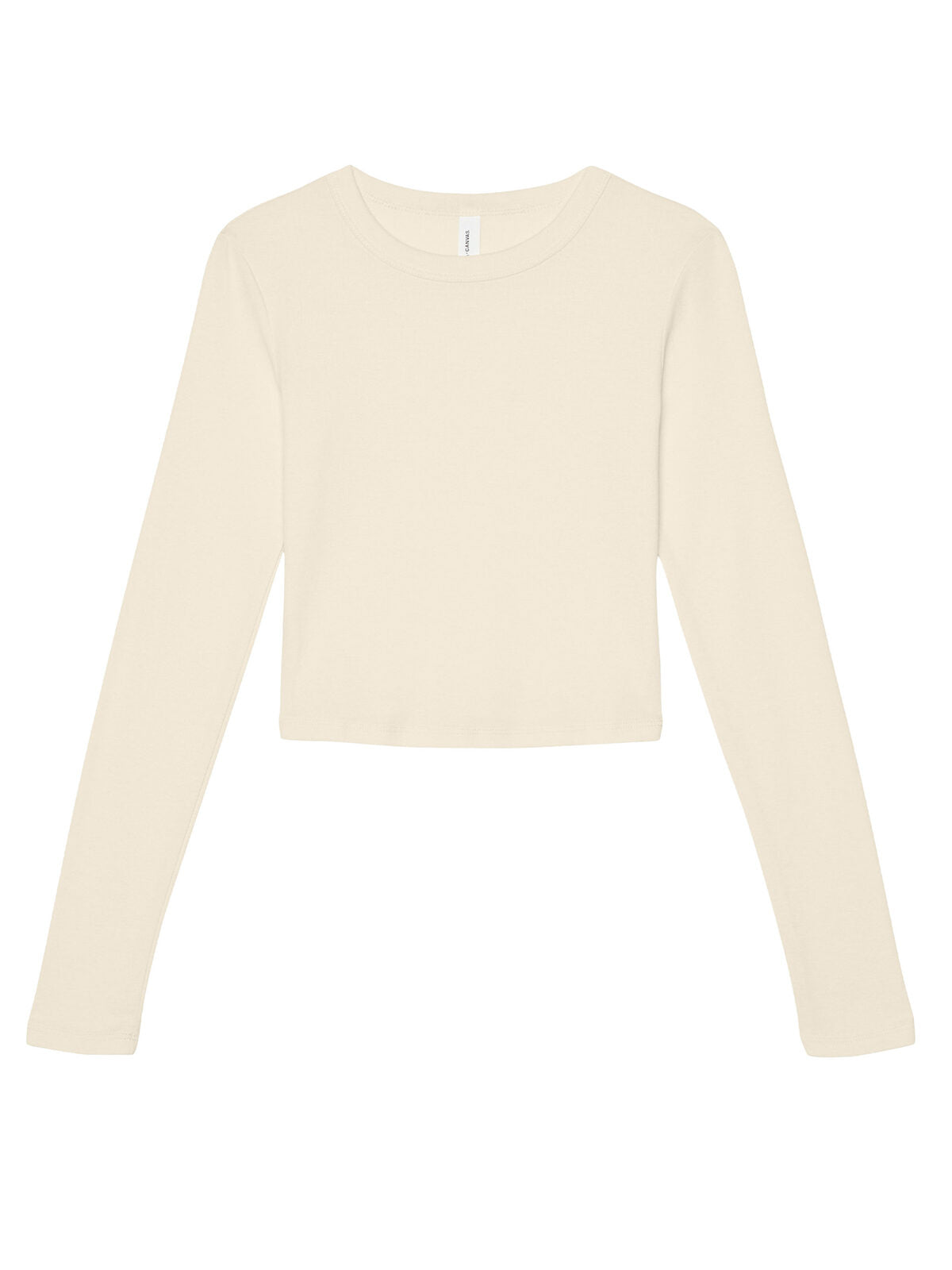 Women’s Micro Rib Long Sleeve Baby Tee Damen T-Shirt – Bella+Canvas – Farbe Solid Natural Blend – individuell veredelbar