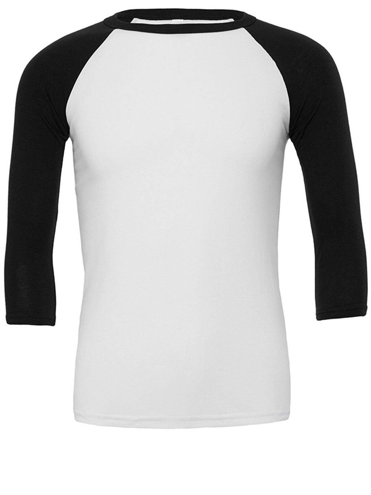 3/4 Sleeve Baseball Tee Unisex T-Shirt – Bella+Canvas – Farbe White/Black – individuell veredelbar