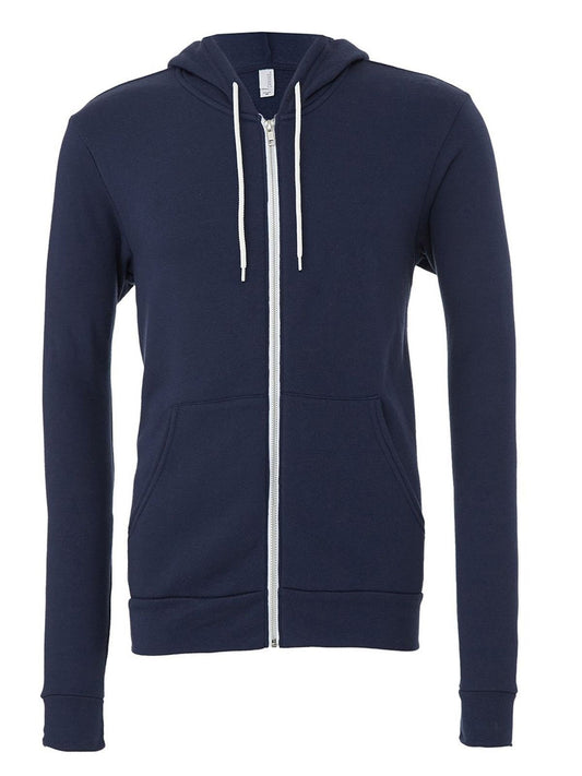 Unisex Sponge Fleece Full-Zip Hoodie Herren Sweatshirt / Hoodie – Bella+Canvas – Farbe Navy – individuell veredelbar