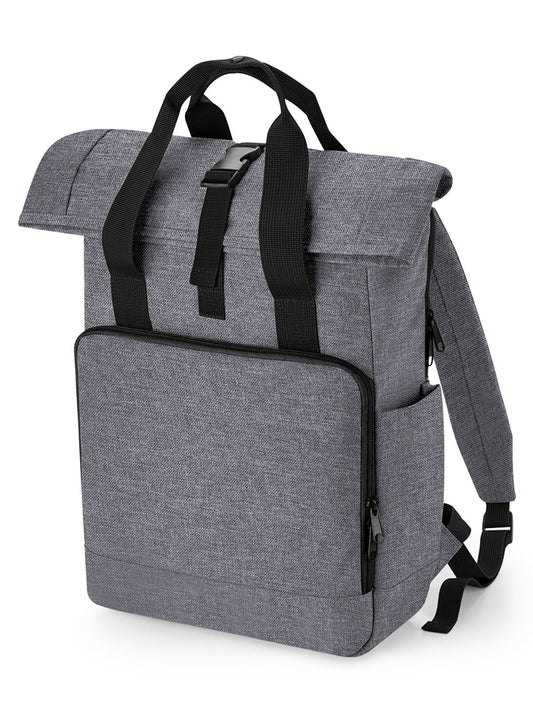 Recycled Twin Handle Roll-Top Laptop Backpack Herren Tasche / Rucksack – Bag Base – Farbe grey marl – individuell veredelbar