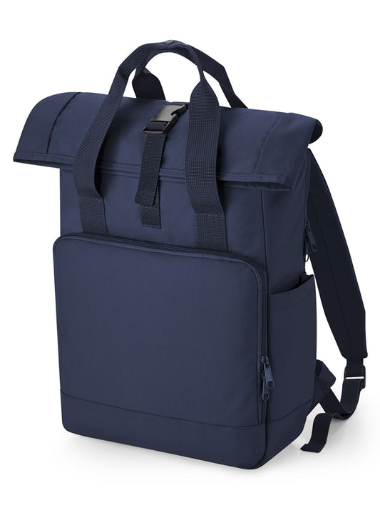 Recycled Twin Handle Roll-Top Laptop Backpack Herren Tasche / Rucksack – Bag Base – Farbe navy dusk – individuell veredelbar