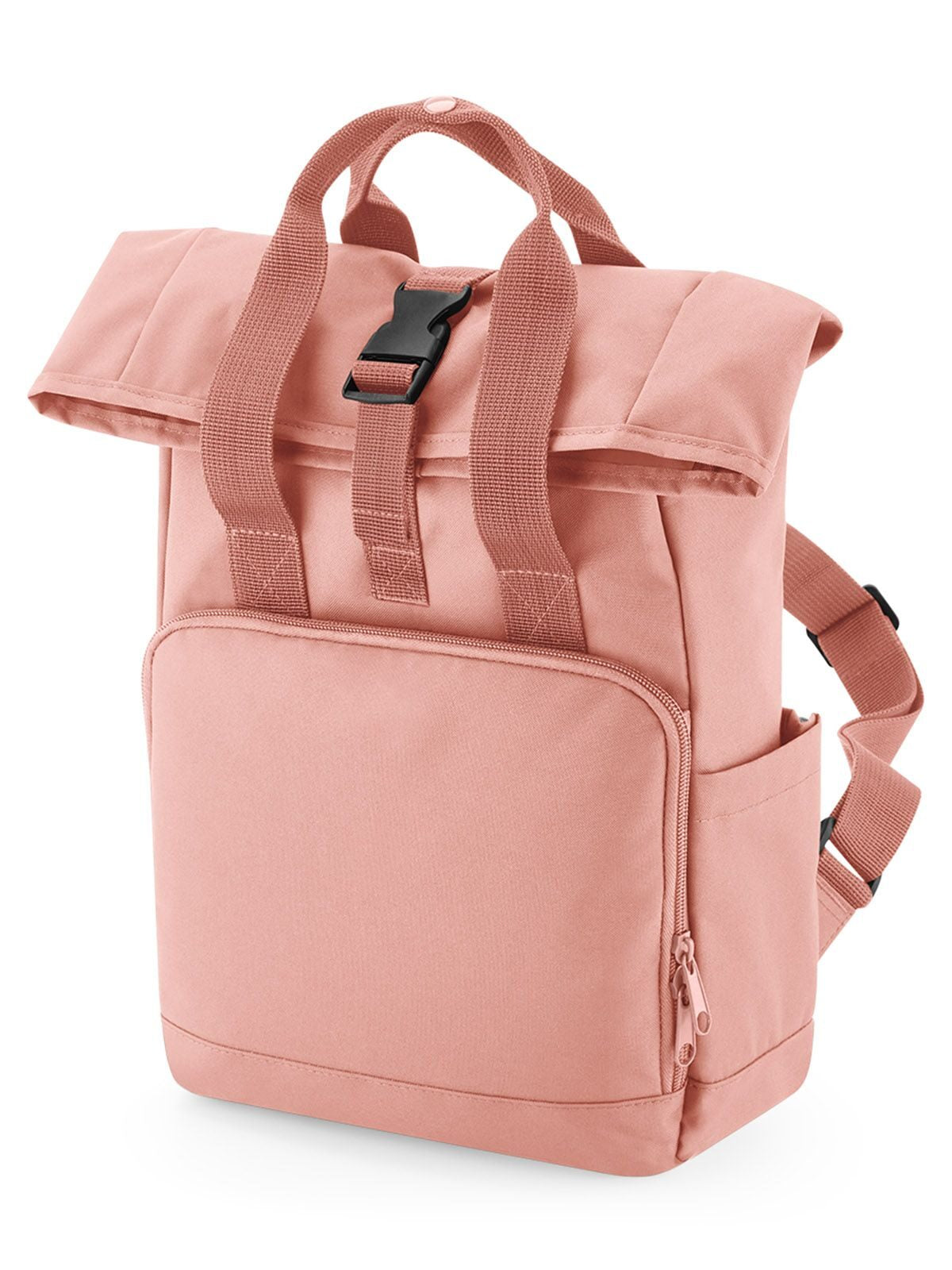 Recycled Mini Twin Handle Roll-Top Backpack Herren Tasche / Rucksack – Bag Base – Farbe blush – individuell veredelbar