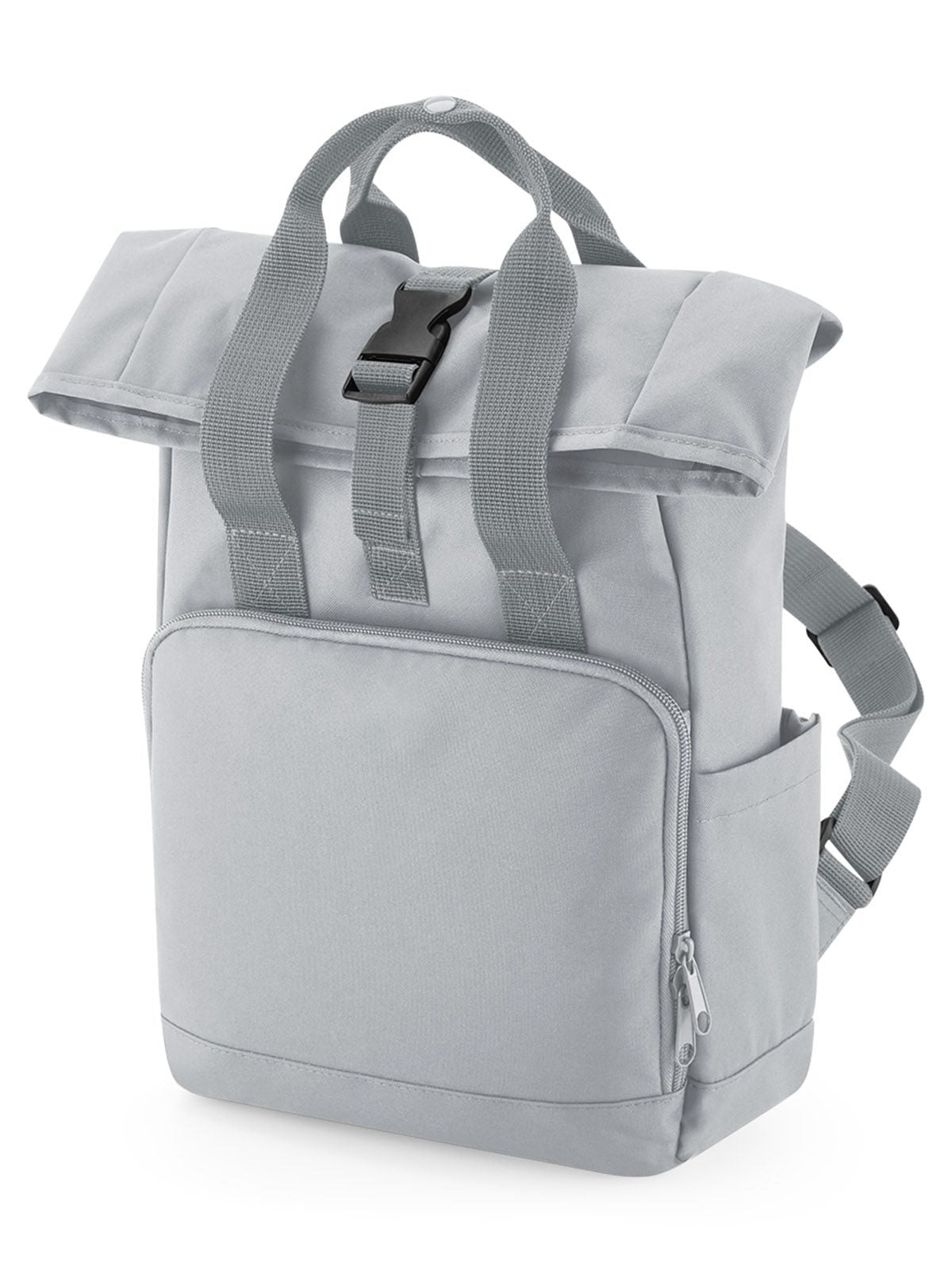 Recycled Mini Twin Handle Roll-Top Backpack Herren Tasche / Rucksack – Bag Base – Farbe Hellgrau – individuell veredelbar