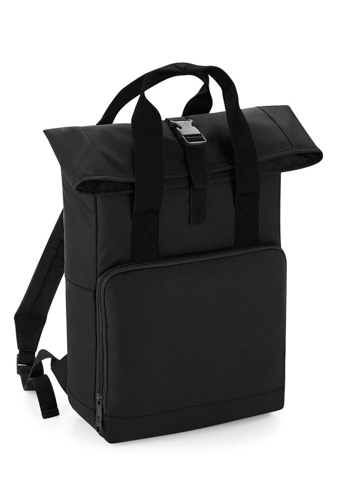 Recycled Twin Handle Roll-Top Backpack Herren Tasche / Rucksack – Bag Base – Farbe Schwarz – individuell veredelbar