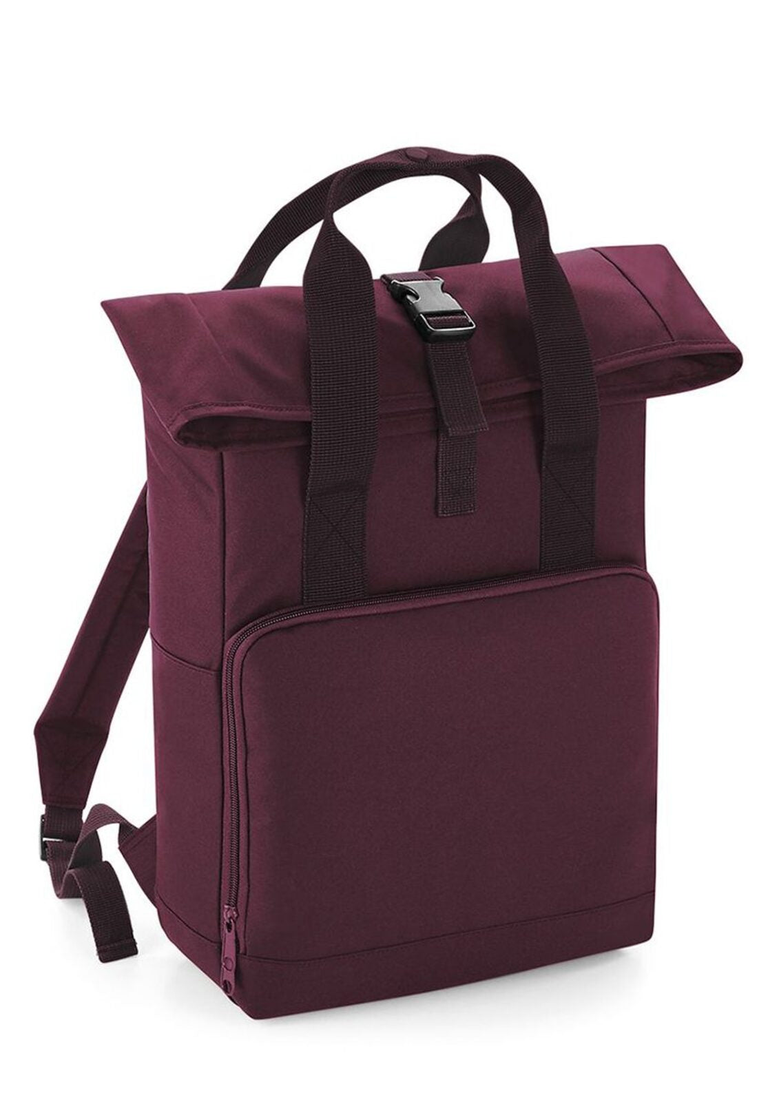 Recycled Twin Handle Roll-Top Backpack Herren Tasche / Rucksack – Bag Base – Farbe Burgundy – individuell veredelbar