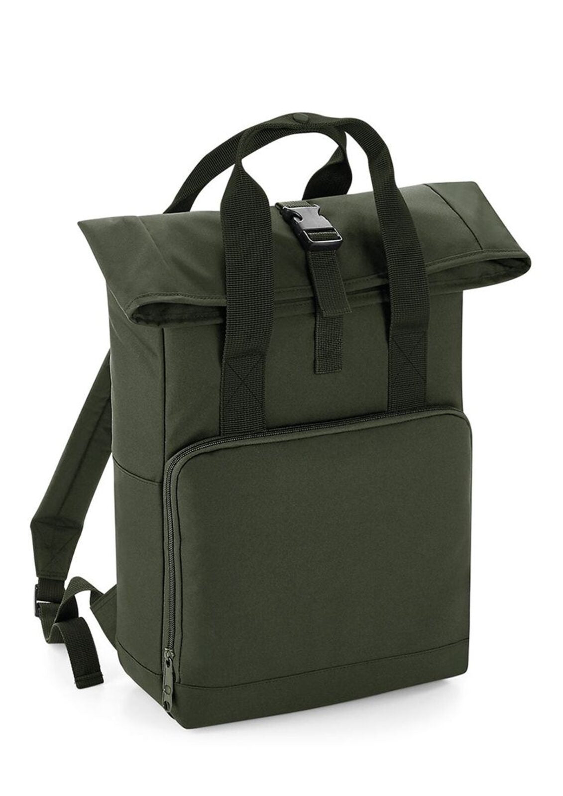 Recycled Twin Handle Roll-Top Backpack Herren Tasche / Rucksack – Bag Base – Farbe olive Green – individuell veredelbar