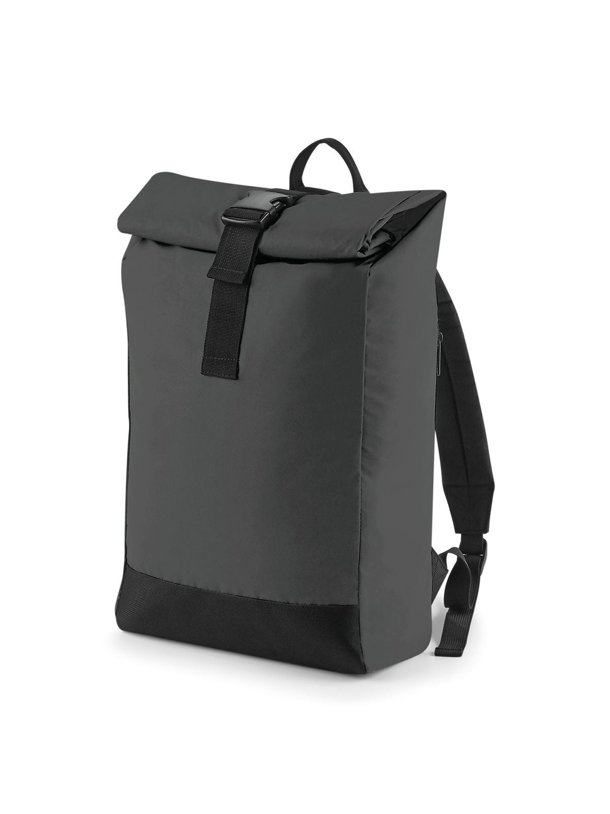 Reflective Roll-Top Backpack Herren Tasche / Rucksack – Bag Base – Farbe Black Reflective – individuell veredelbar