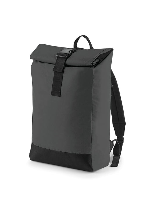 Reflective Roll-Top Backpack Herren Tasche / Rucksack – Bag Base – Farbe Black Reflective – individuell veredelbar