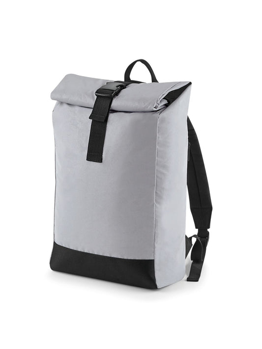 Reflective Roll-Top Backpack Herren Tasche / Rucksack – Bag Base – Farbe Silver Reflective – individuell veredelbar