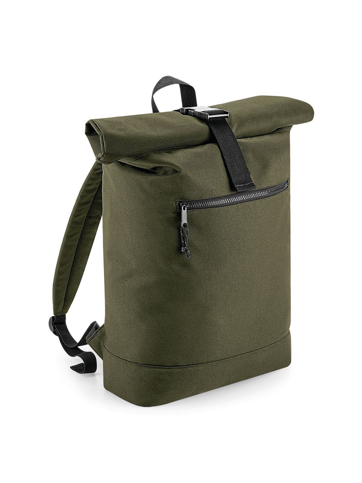 Recycled Roll-Top Backpack Herren Tasche / Rucksack – Bag Base – Farbe military green – individuell veredelbar