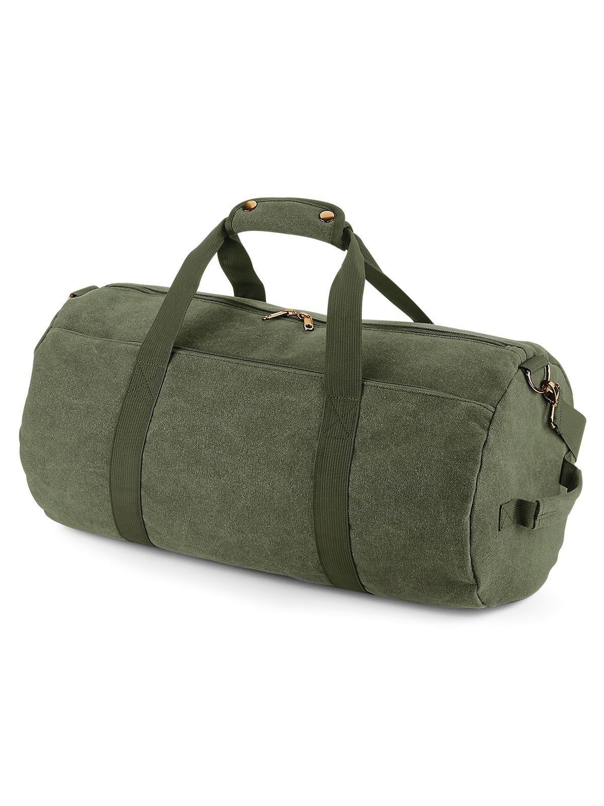 Vintage Canvas Barrel Bag Herren Tasche / Rucksack – Bag Base – Farbe vintage military green – individuell veredelbar