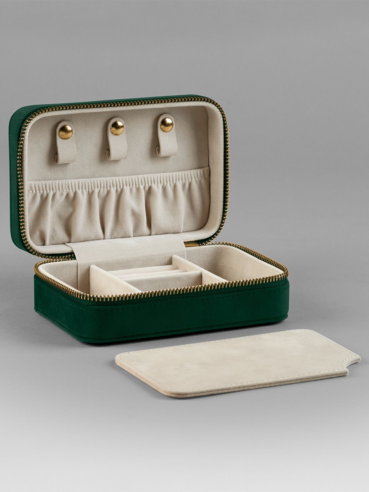 Velvet Travel Jewellery Box Herren Zubehör – Bag Base – Farbe dark emerald – individuell veredelbar