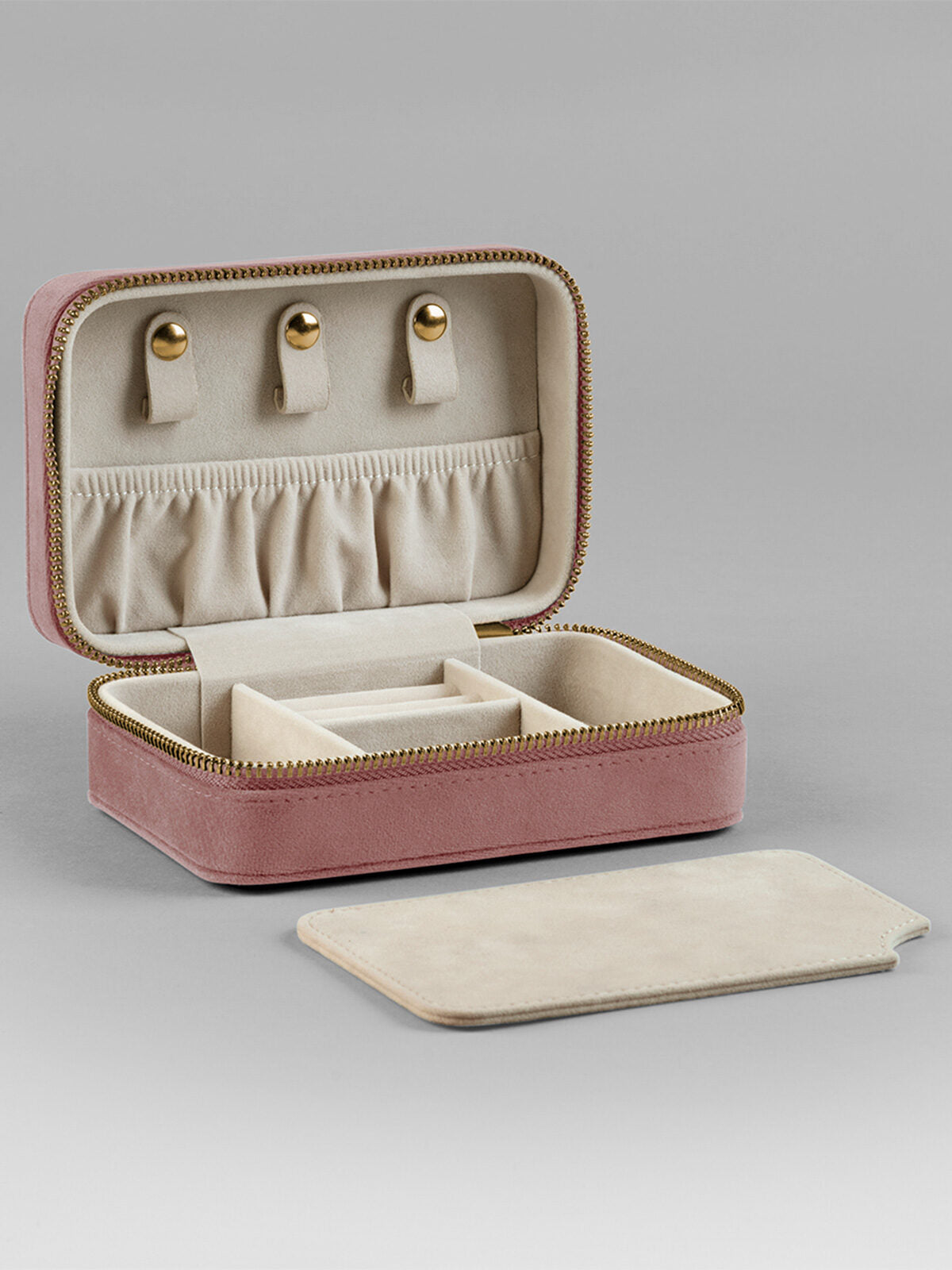 Velvet Travel Jewellery Box Herren Zubehör – Bag Base – Farbe rose quartz – individuell veredelbar