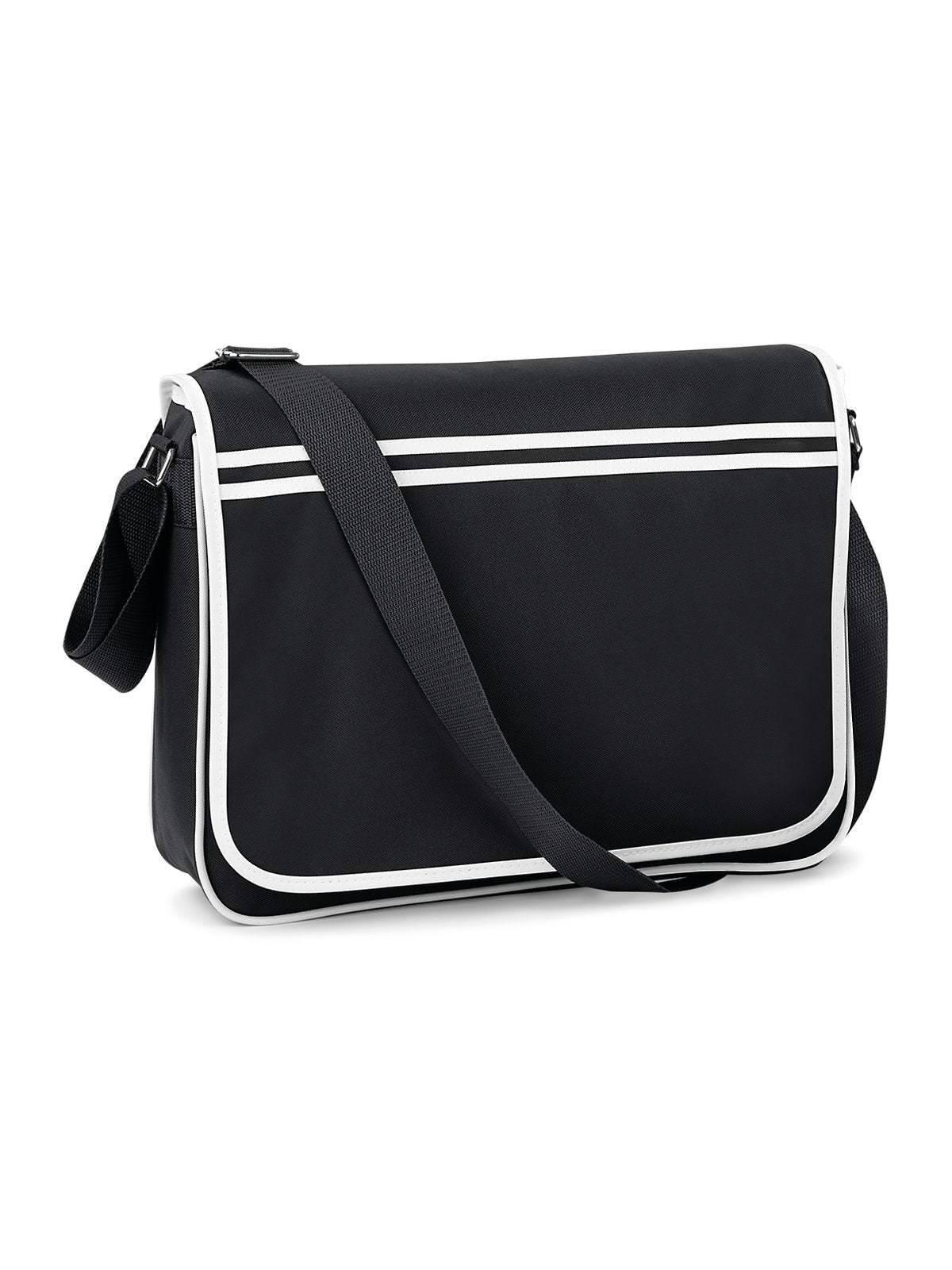 Retro Messenger Herren Tasche / Rucksack – Bag Base – Farbe black/white – individuell veredelbar