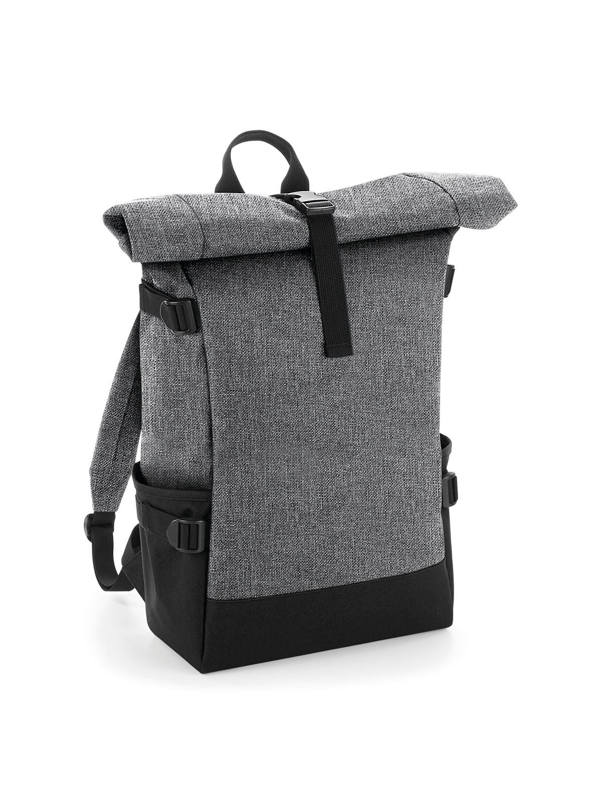 Block Roll-Top Backpack Herren Tasche / Rucksack – Bag Base – Farbe grey marl/black – individuell veredelbar
