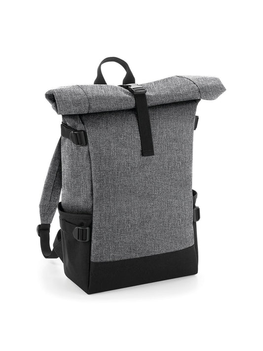 Block Roll-Top Backpack Herren Tasche / Rucksack – Bag Base – Farbe grey marl/black – individuell veredelbar