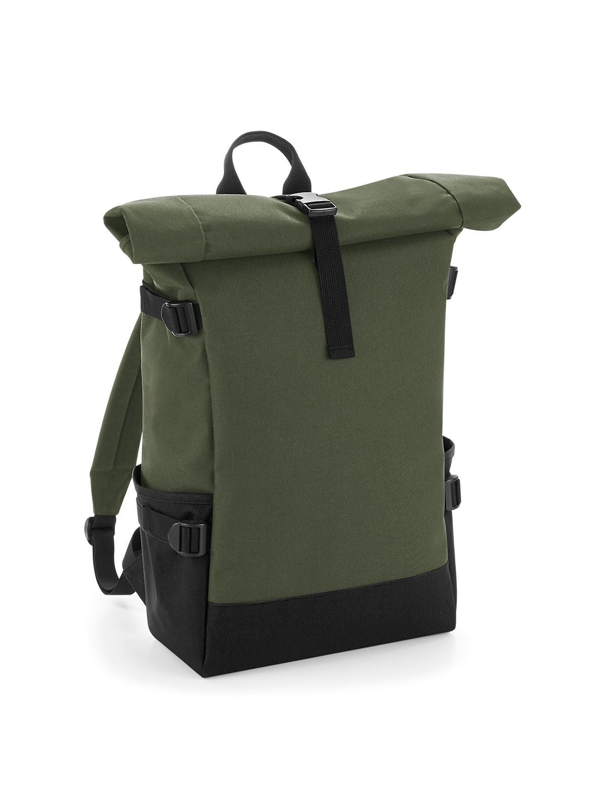 Block Roll-Top Backpack Herren Tasche / Rucksack – Bag Base – Farbe olive green/black – individuell veredelbar