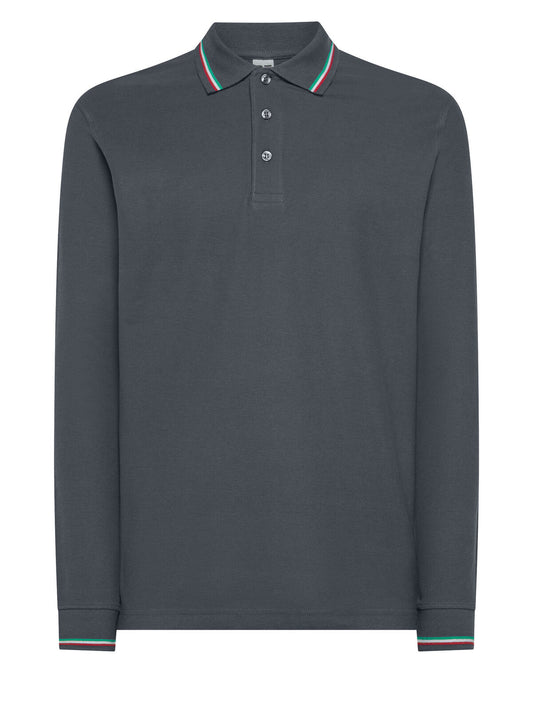Italy LS Poloshirt – Black Spider – Farbe Dunkelgrau – individuell veredelbar