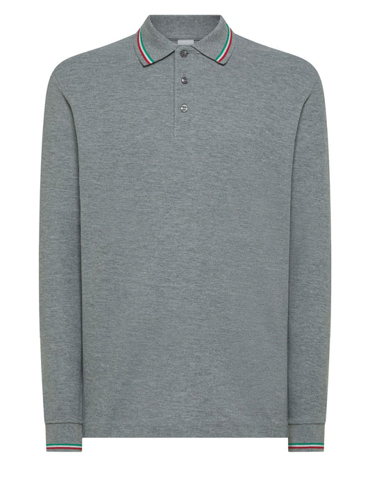 Italy LS Poloshirt – Black Spider – Farbe grey heather – individuell veredelbar