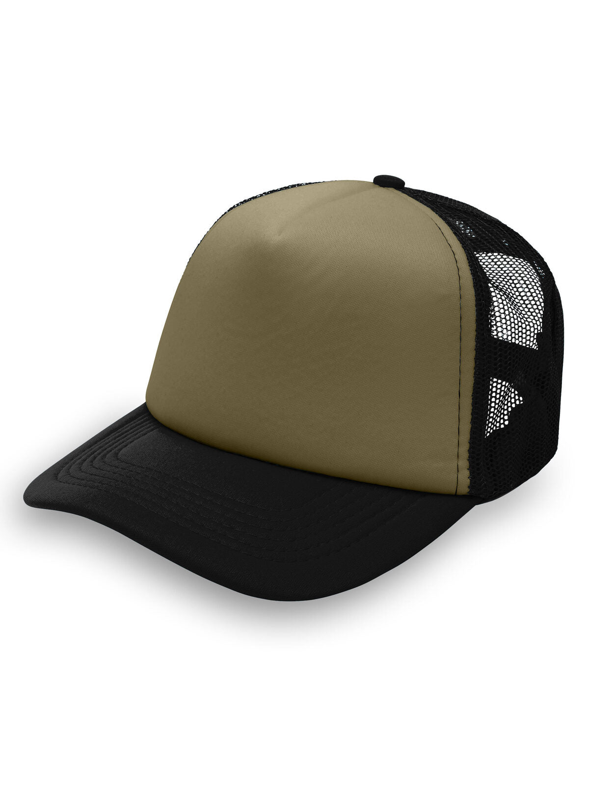 Trucker Caps Glam Olive/Schwarz bestickbar und bedruckbar – LA1970