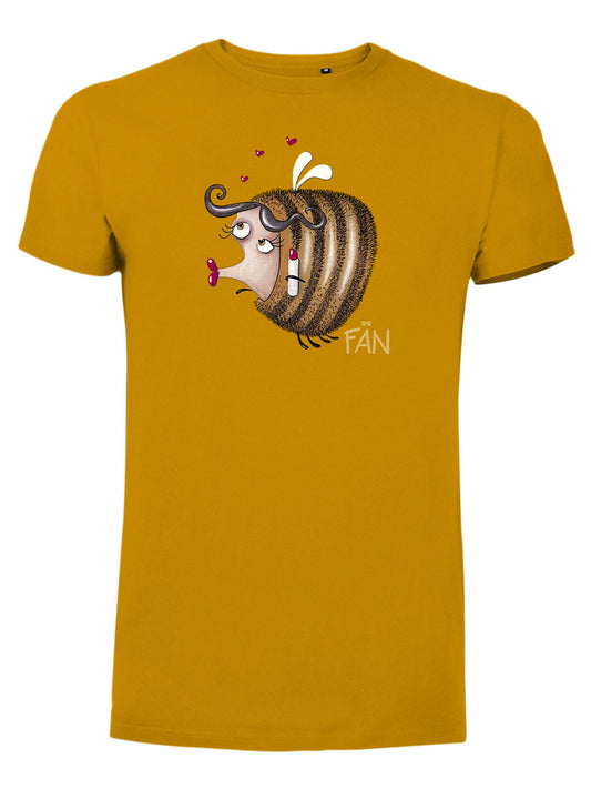Mustard Damen T-Shirt mit Bee Lipstick Fan Motiv.
