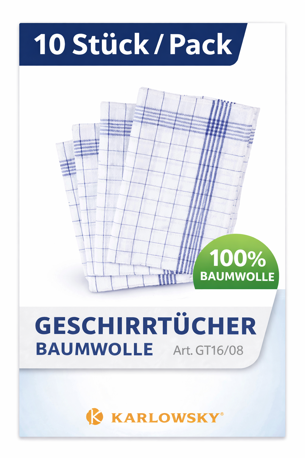 Geschirrtuch 100 % Baumwolle – 10 Stück / Pack (KARLOWSKY)