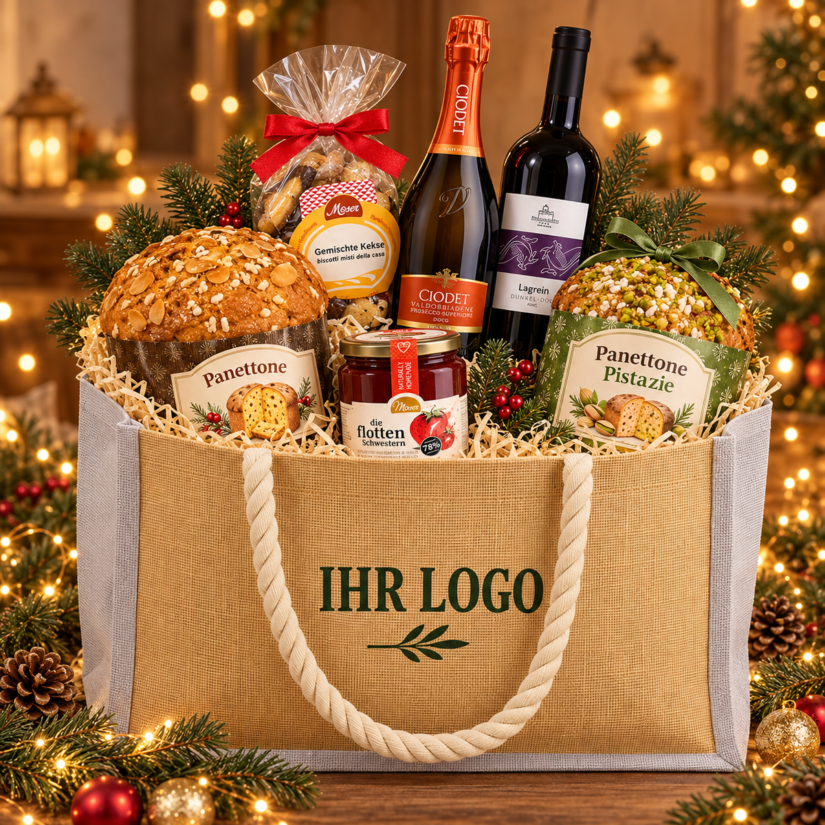 Weihnachtstasche Dolce Premium mit süßer Genussauswahl
