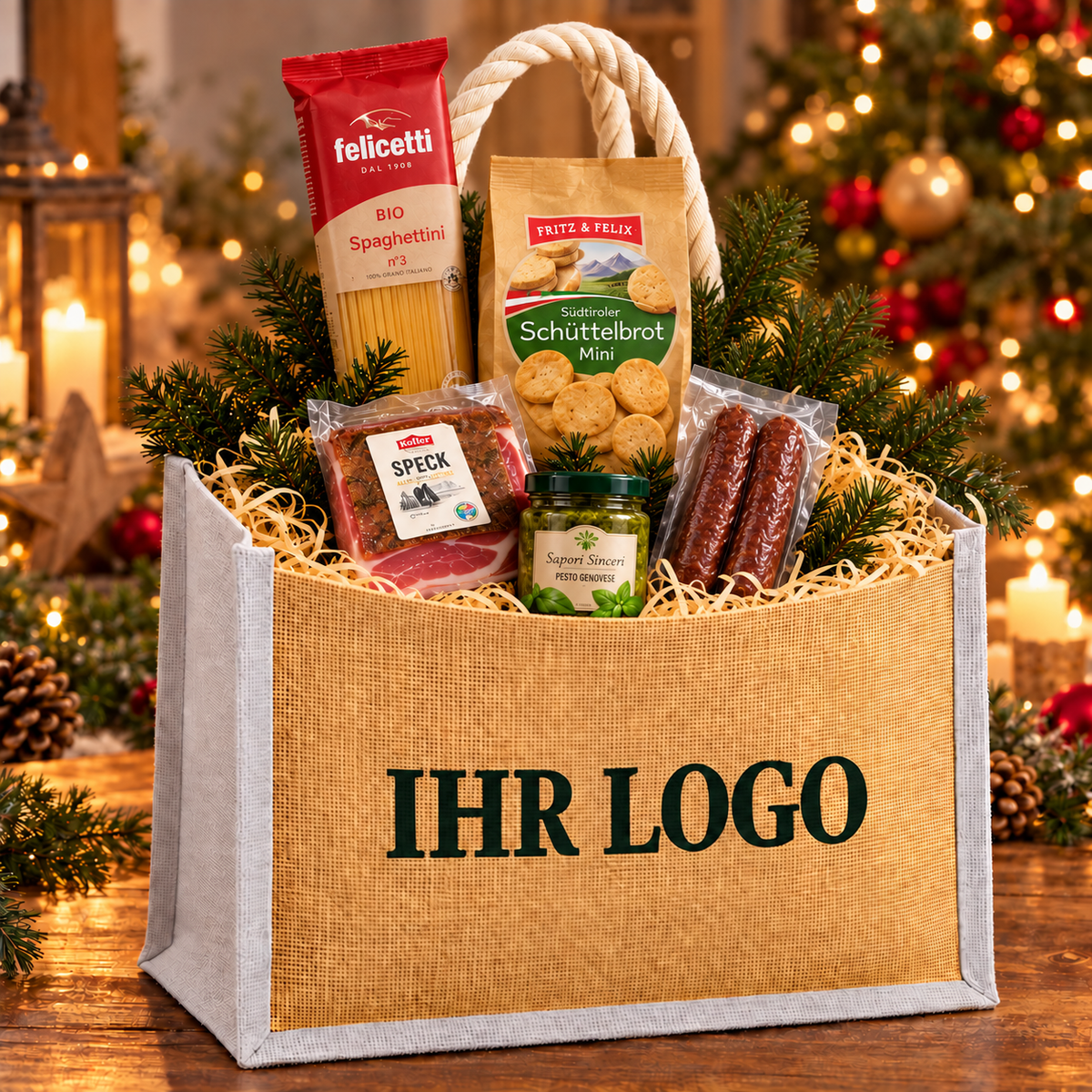Herzhafte Weihnachtstasche mit Südtiroler Spezialitäten