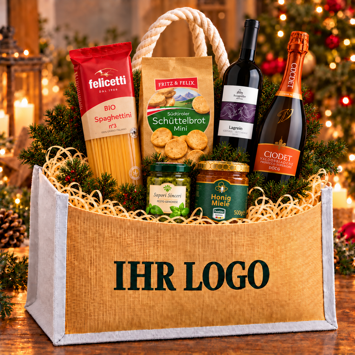 Weihnachtstasche Festtag mit Südtiroler und italienischer Genussauswahl