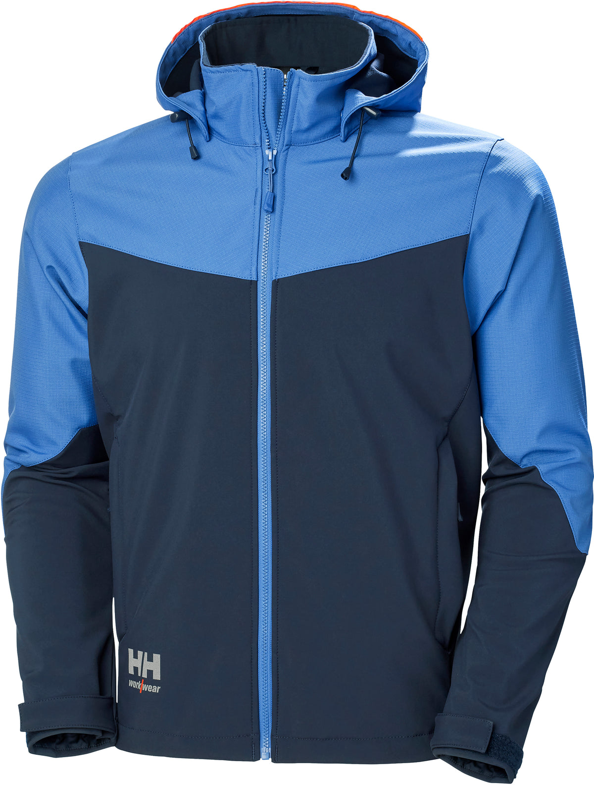 Kapuzen-Softshelljacke Oxford 74290 dreilagig – Marineblau/Steinblau