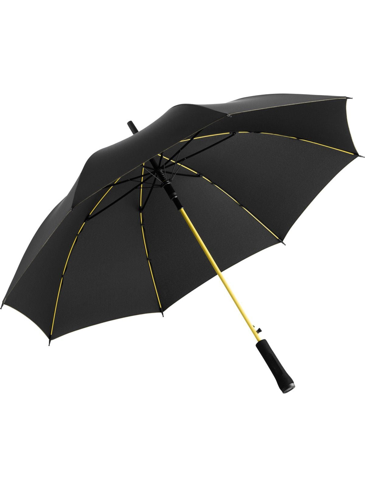 Ombrello Bastone con asta colorata Herren Regenschirm – FAre – Farbe Black-Yellow – individuell veredelbar