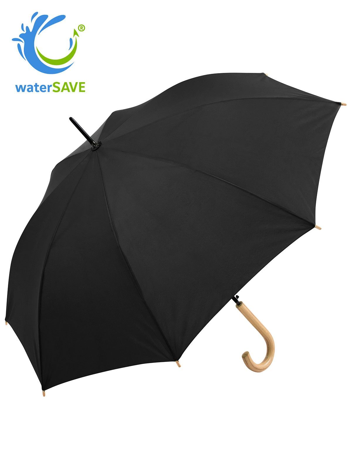 AC regular umbrella ÖkoBrella Regenschirm – FAre – Farbe Black wS – individuell veredelbar