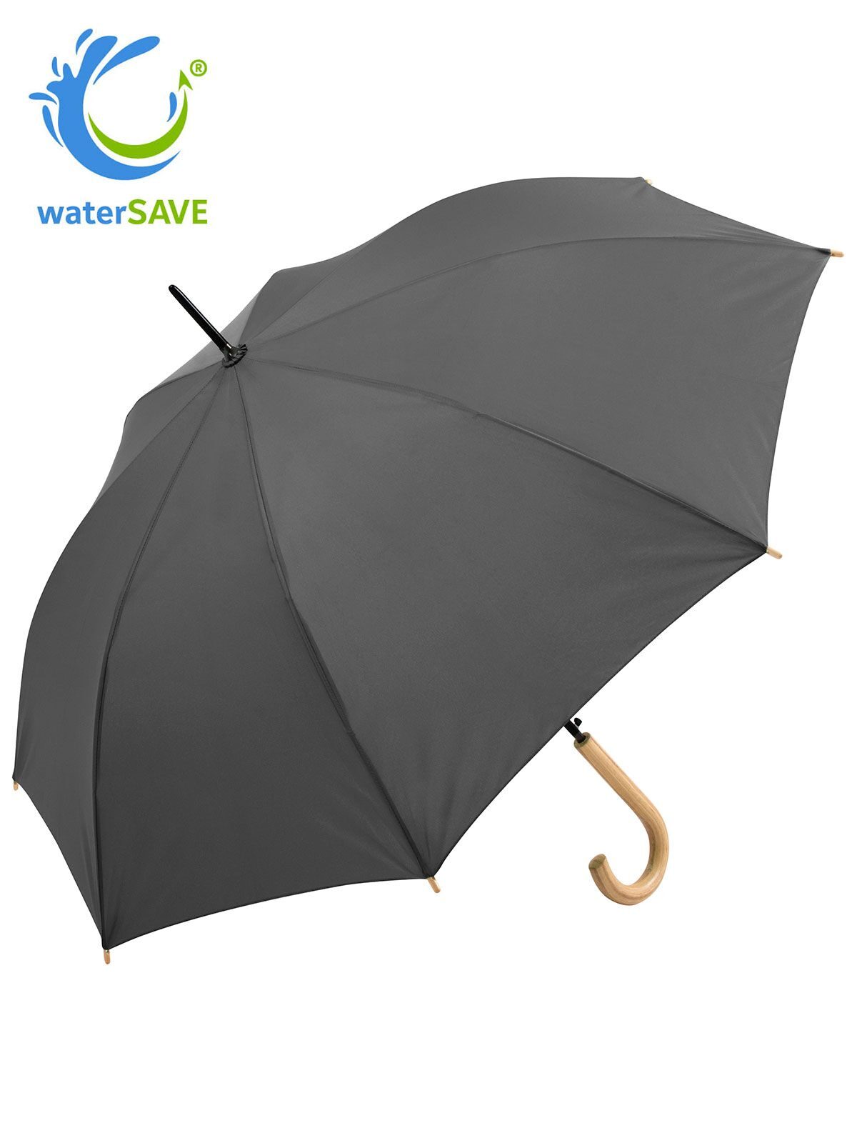 AC regular umbrella ÖkoBrella Regenschirm – FAre – Farbe Grey ws – individuell veredelbar