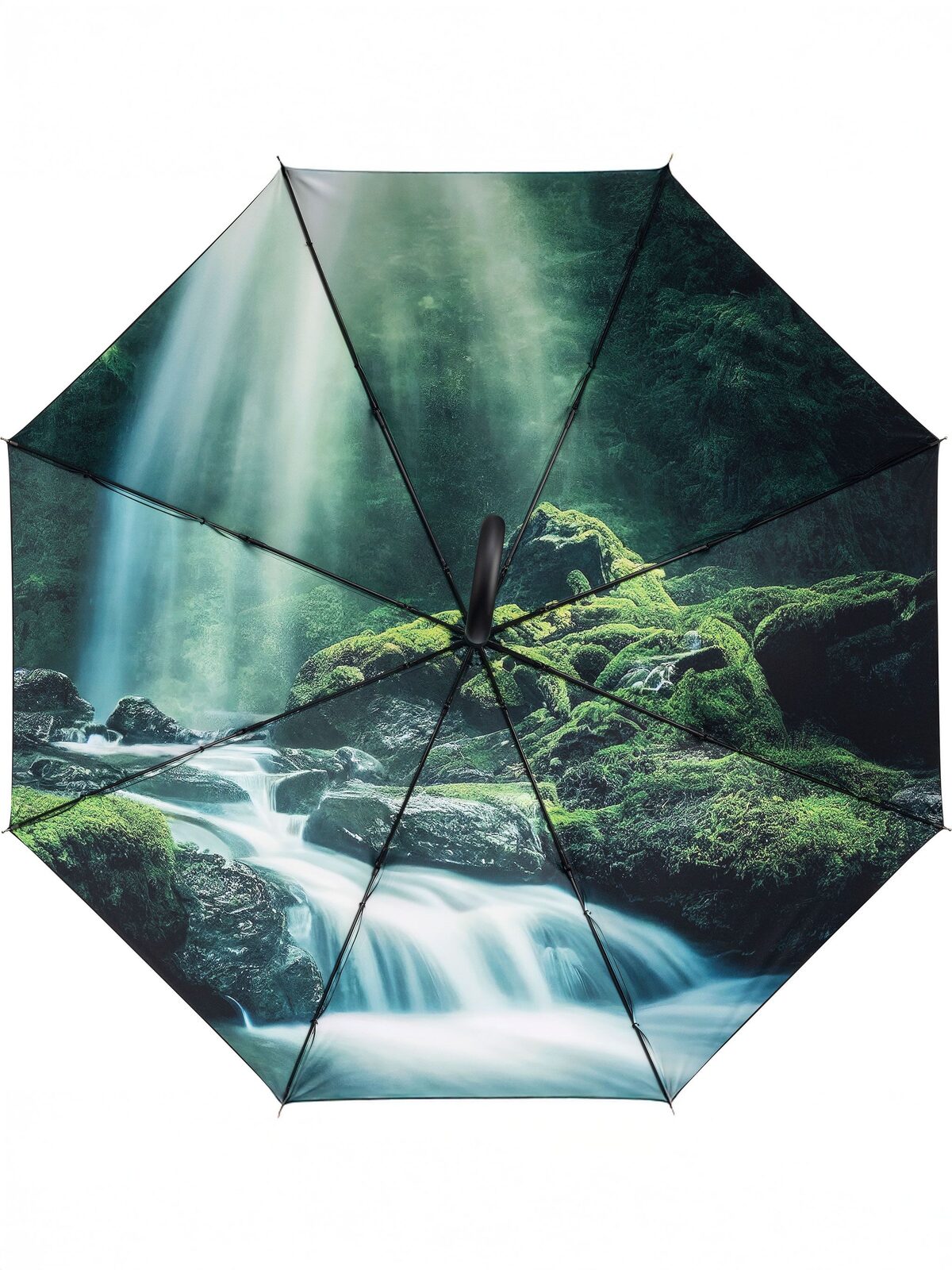 AC regular umbrella ®-Nature Regenschirm – FAre – Farbe Black/Waterfall design – individuell veredelbar