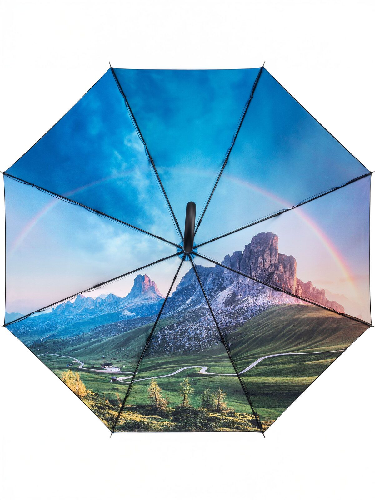 AC regular umbrella ®-Nature Regenschirm – FAre – Farbe Black/Mountain design – individuell veredelbar