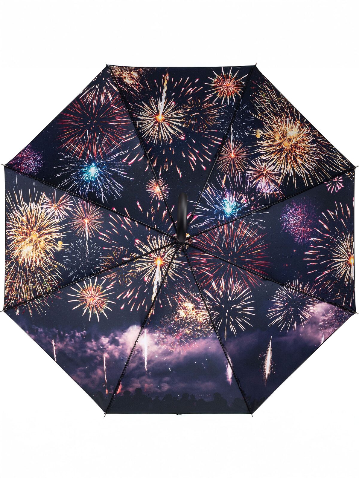 AC regular umbrella ®-Nature Regenschirm – FAre – Farbe Black/Fireworks design – individuell veredelbar