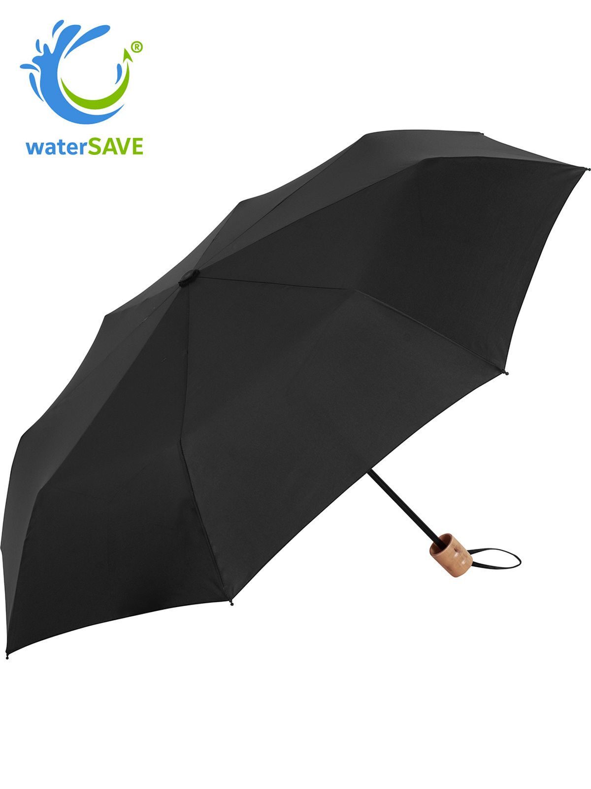 Mini umbrella ÖkoBrella Regenschirm – FAre – Farbe Black wS – individuell veredelbar