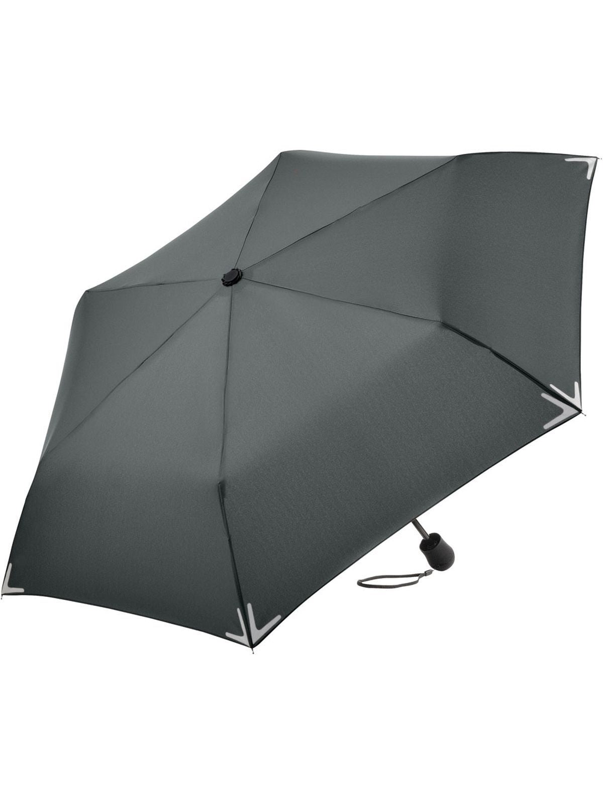 Mini umbrella Safebrella® LED light Regenschirm – FAre – Farbe Grau – individuell veredelbar