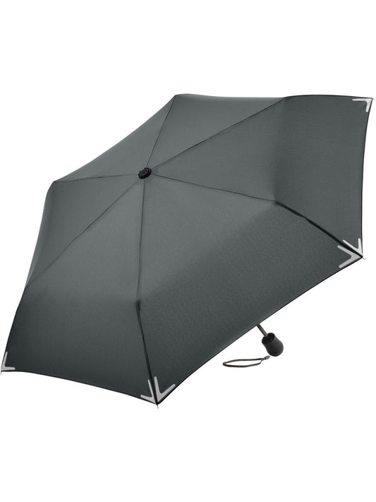 Mini umbrella Safebrella® LED light Regenschirm – FAre – Farbe Grau – individuell veredelbar